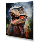 Blue and grey Prehistoric dinosaur giant portrait - Dinosaur Framed Canvas Art