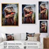 Blue and grey Prehistoric dinosaur giant portrait - Dinosaur Framed Canvas Art