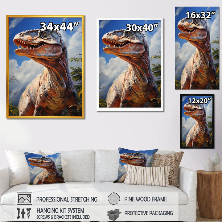 Prehistoric Velociraptor portrait - Dinosaur Large Canvas Wall Art