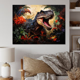 Floral Tyrannosaurus Dinosaur jungle portrait - Dinosaur Wall Decor