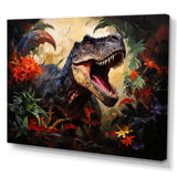 Floral Tyrannosaurus Dinosaur jungle portrait - Dinosaur Wall Decor