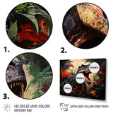 Floral Tyrannosaurus Dinosaur jungle portrait - Dinosaur Wall Decor