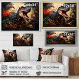 Floral Tyrannosaurus Dinosaur jungle portrait - Dinosaur Wall Decor