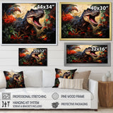Floral Tyrannosaurus Dinosaur jungle portrait - Dinosaur Wall Decor