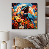 Orange Rainbow Tyrannosaurus jungle portrait - Dinosaur Wall Art Prints