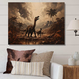 Vintage Jurassic dinosaur landscape II - Animals Canvas Wall Art