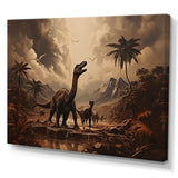 Vintage Jurassic dinosaur landscape II - Animals Canvas Wall Art