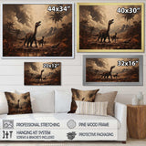 Vintage Jurassic dinosaur landscape II - Animals Canvas Wall Art