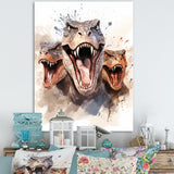 Family Of Velociraptor Dinosaurs Portrait - Dinosaur Framed Canvas Art