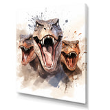 Family Of Velociraptor Dinosaurs Portrait - Dinosaur Framed Canvas Art