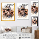 Family Of Velociraptor Dinosaurs Portrait - Dinosaur Framed Canvas Art