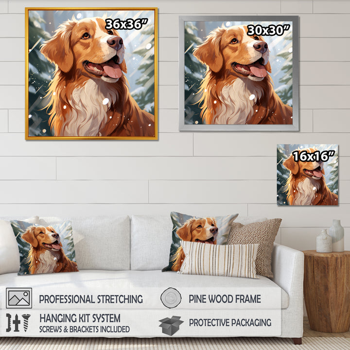 Winter Labrador dog happiness - Dog Large Canvas Wall Art