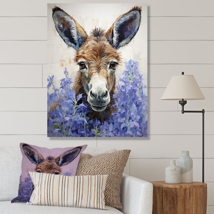 Brown and purple donkey portrait - Donkey Canvas Wall Art