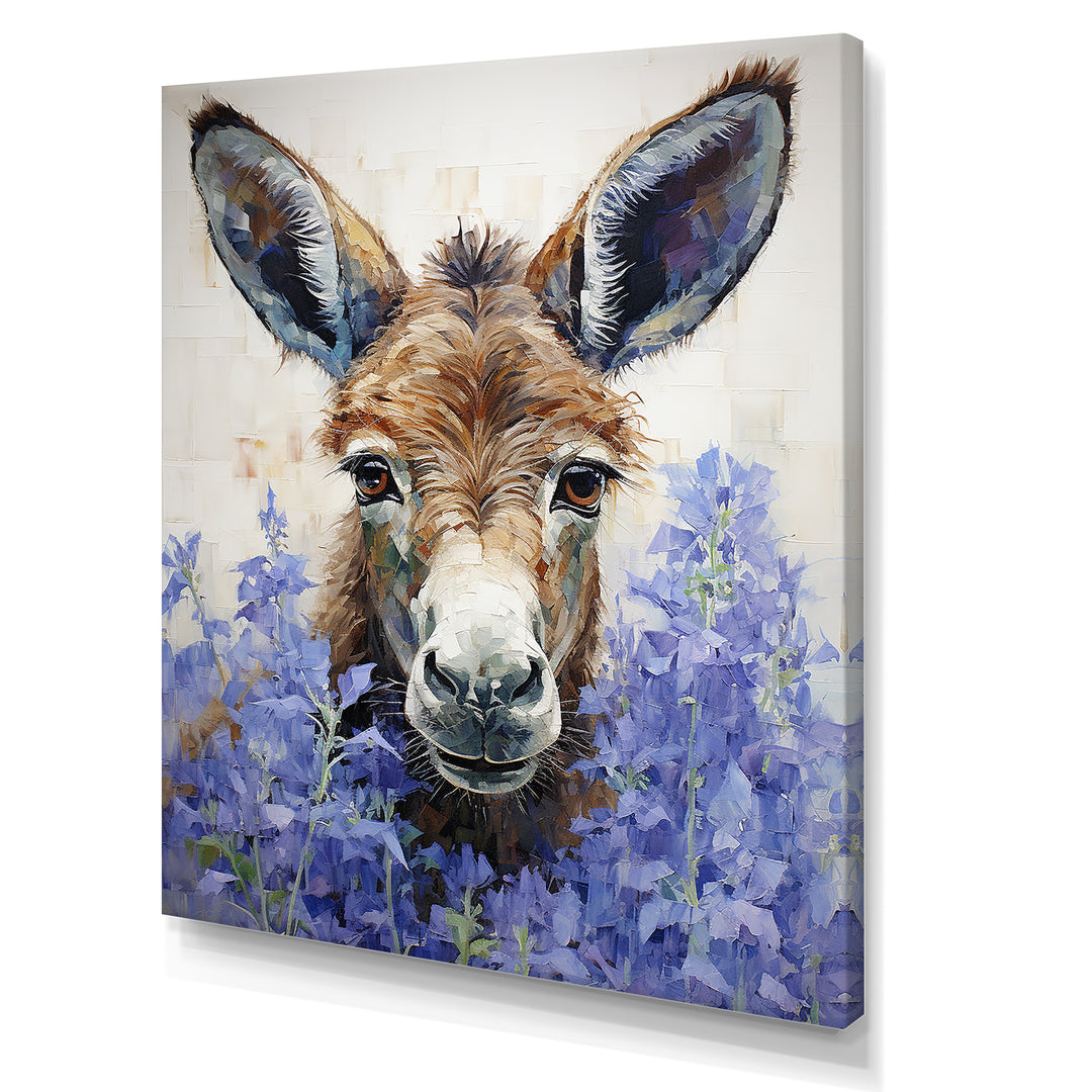 Brown and purple donkey portrait - Donkey Canvas Wall Art