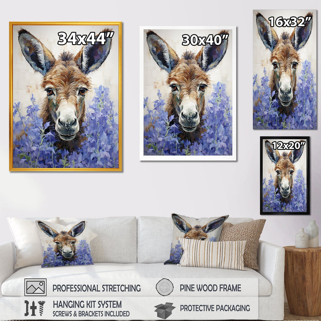 Brown and purple donkey portrait - Donkey Canvas Wall Art