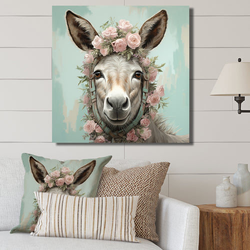Cute floral donkey portrait - Donkey Wall Decor