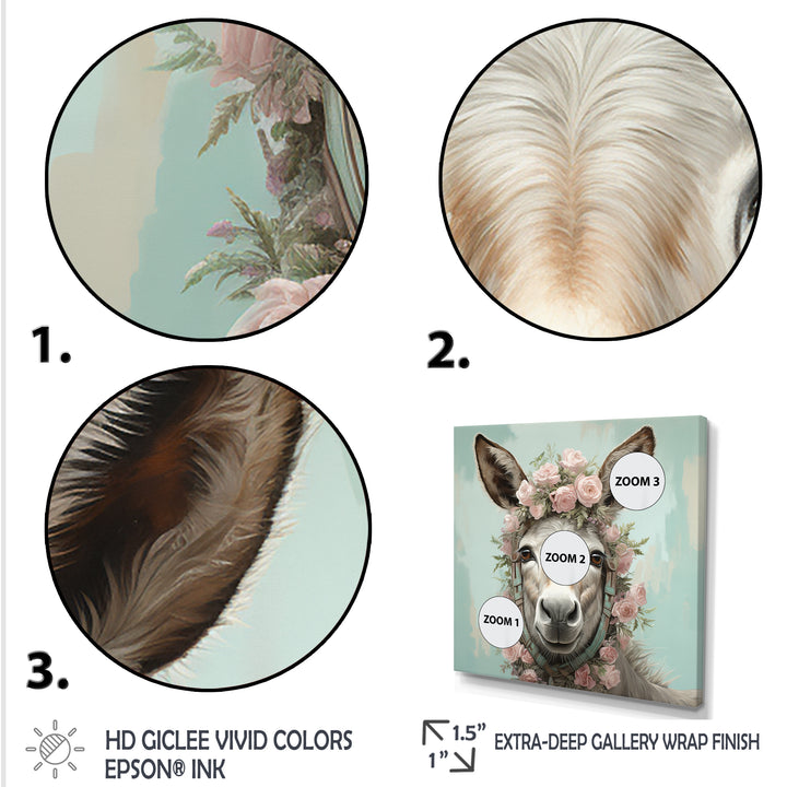 Cute floral donkey portrait - Donkey Wall Decor