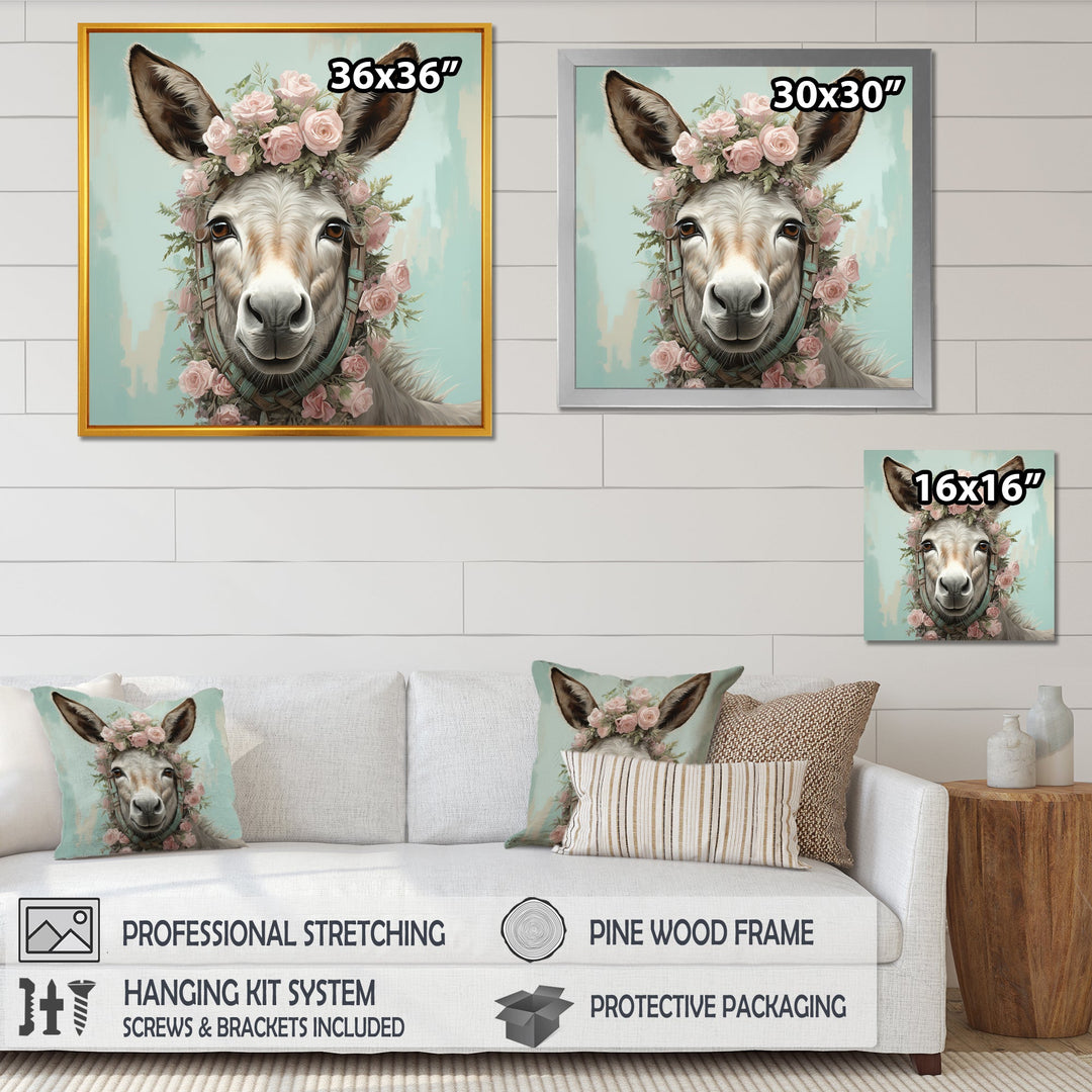 Cute floral donkey portrait - Donkey Wall Decor