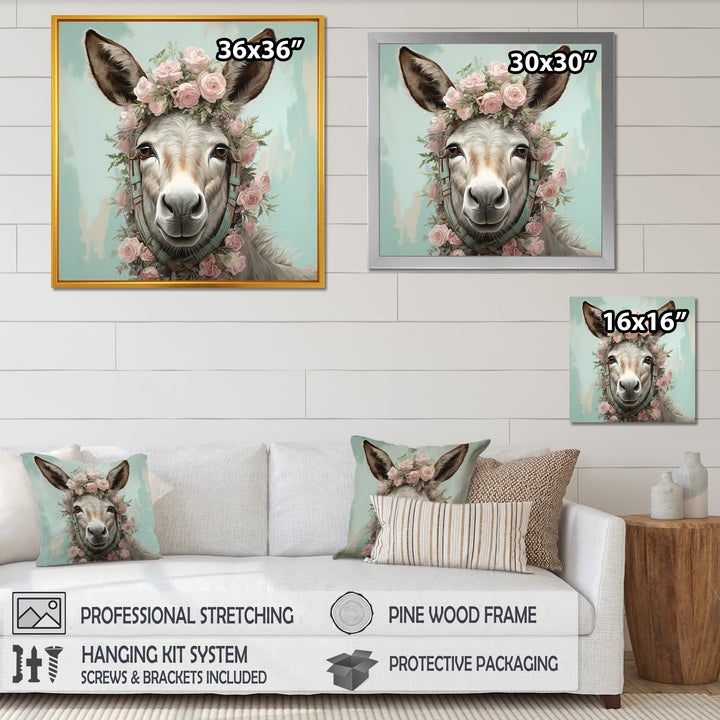 Cute floral donkey portrait - Donkey Wall Decor