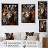 Cute Donkey with color flowers in harmony - Donkey Wall Art Prints