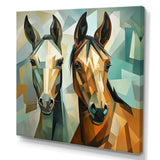 Cubic green and brown horses couple - Brown Horse Wall Art