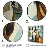 Cubic green and brown horses couple - Brown Horse Wall Art