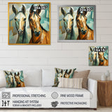 Cubic green and brown horses couple - Brown Horse Wall Art