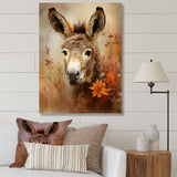 Farmhouse Donkey portrait in autumn - Brown Donkey Wall Art