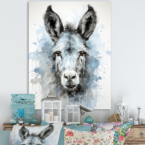 Charming grey donkey portrait - Donkey Framed Canvas Art