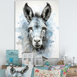Charming grey donkey portrait - Donkey Framed Canvas Art