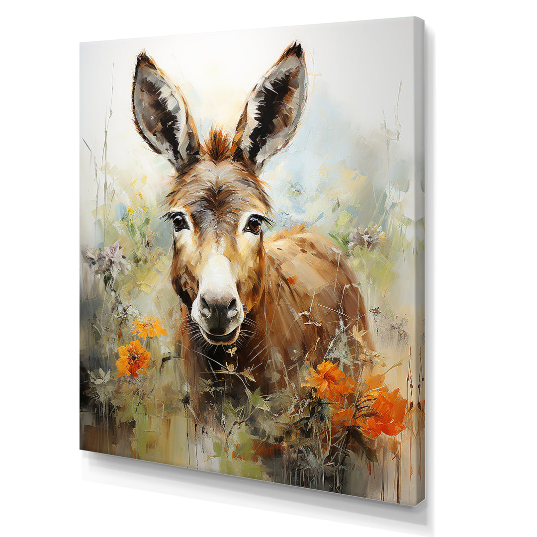 Grey Donkey flower Meadow - Donkey Home Decor Art