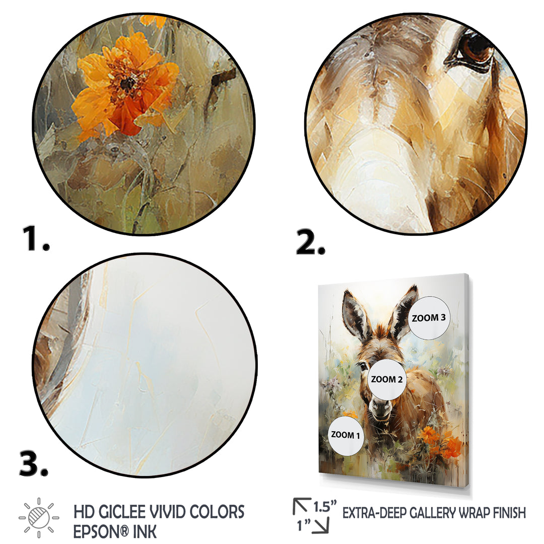 Grey Donkey flower Meadow - Donkey Home Decor Art