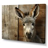Wood Charming donkey portrait - Donkey Canvas Wall Art