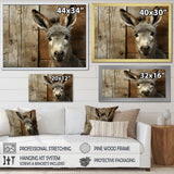 Wood Charming donkey portrait - Donkey Canvas Wall Art