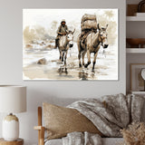 Vintage Donkey journey in the desert - Donkey Canvas Wall Art