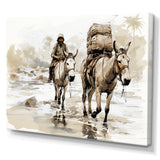 Vintage Donkey journey in the desert - Donkey Canvas Wall Art