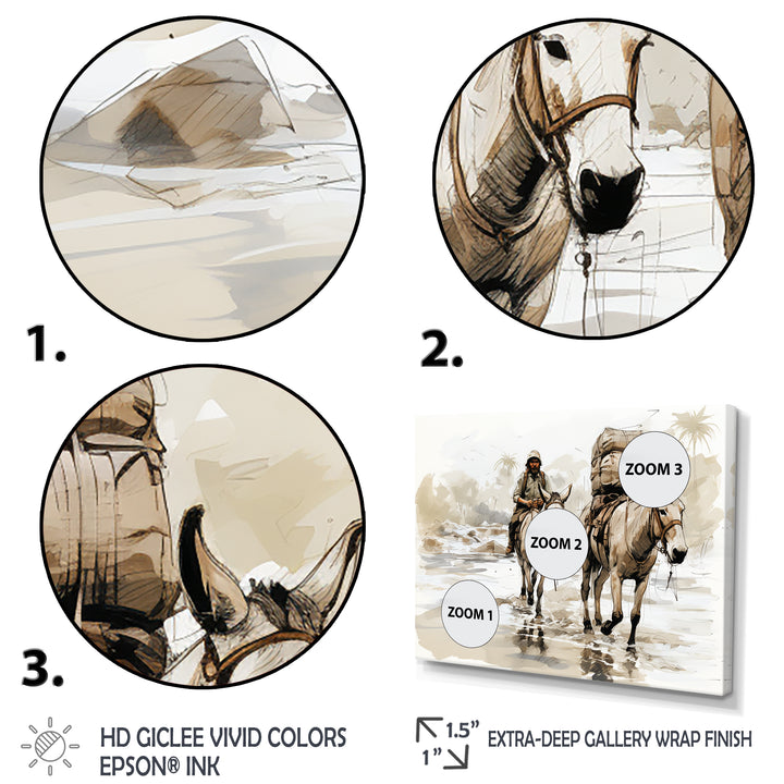 Vintage Donkey journey in the desert - Donkey Canvas Wall Art