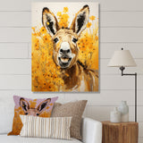 Yellow donkey Pastoral Portrait - Donkey Wall Decor