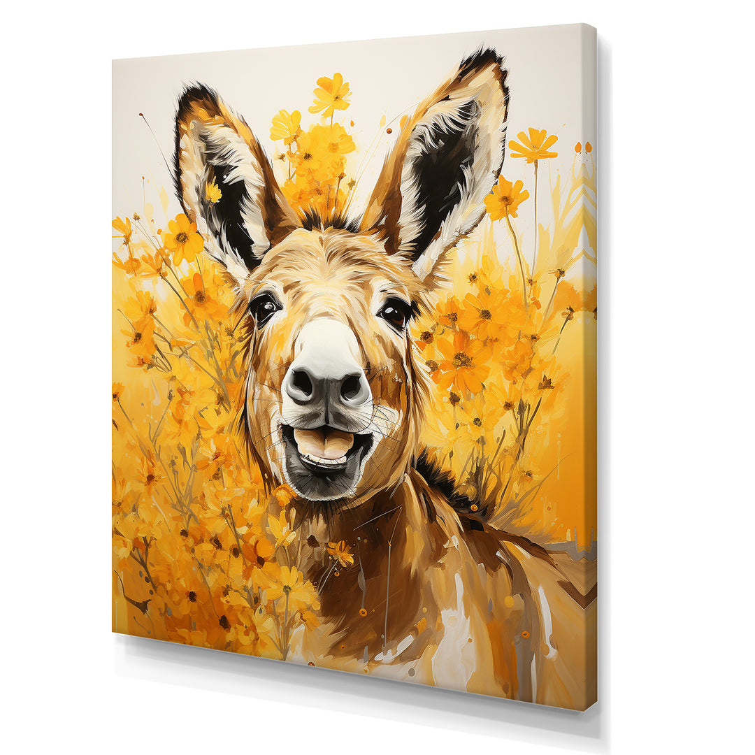 Yellow donkey Pastoral Portrait - Donkey Wall Decor
