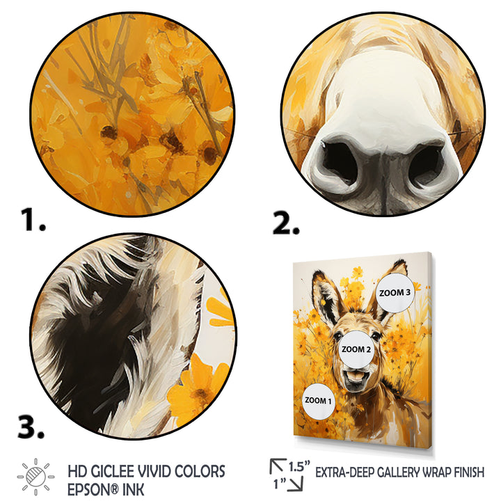 Yellow donkey Pastoral Portrait - Donkey Wall Decor
