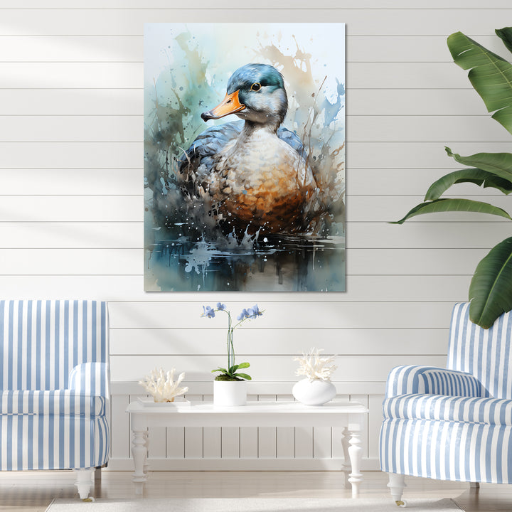 Blue duck by the lake - Duck Wall Art Prints