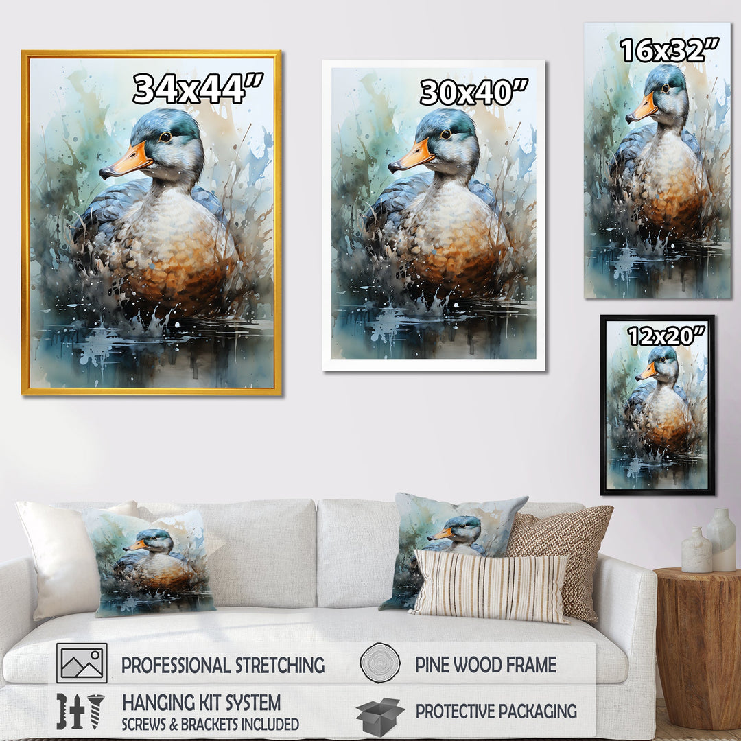Blue duck by the lake - Duck Wall Art Prints