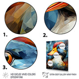 Cubist Quack duck portrait in blue and yellow - Duck Living Room Wall Art