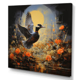 Duck Flight on floral Eclipse - Duck Canvas Wall Art