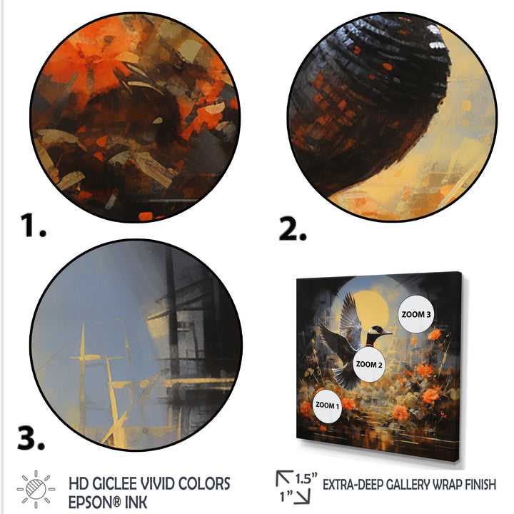 Duck Flight on floral Eclipse - Duck Canvas Wall Art