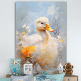 White and yellow Duck Feathered Elegance - White Duck Wall Art