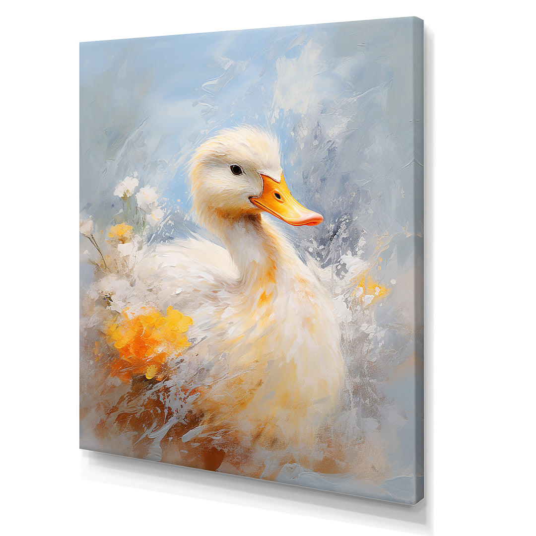 White and yellow Duck Feathered Elegance - White Duck Wall Art