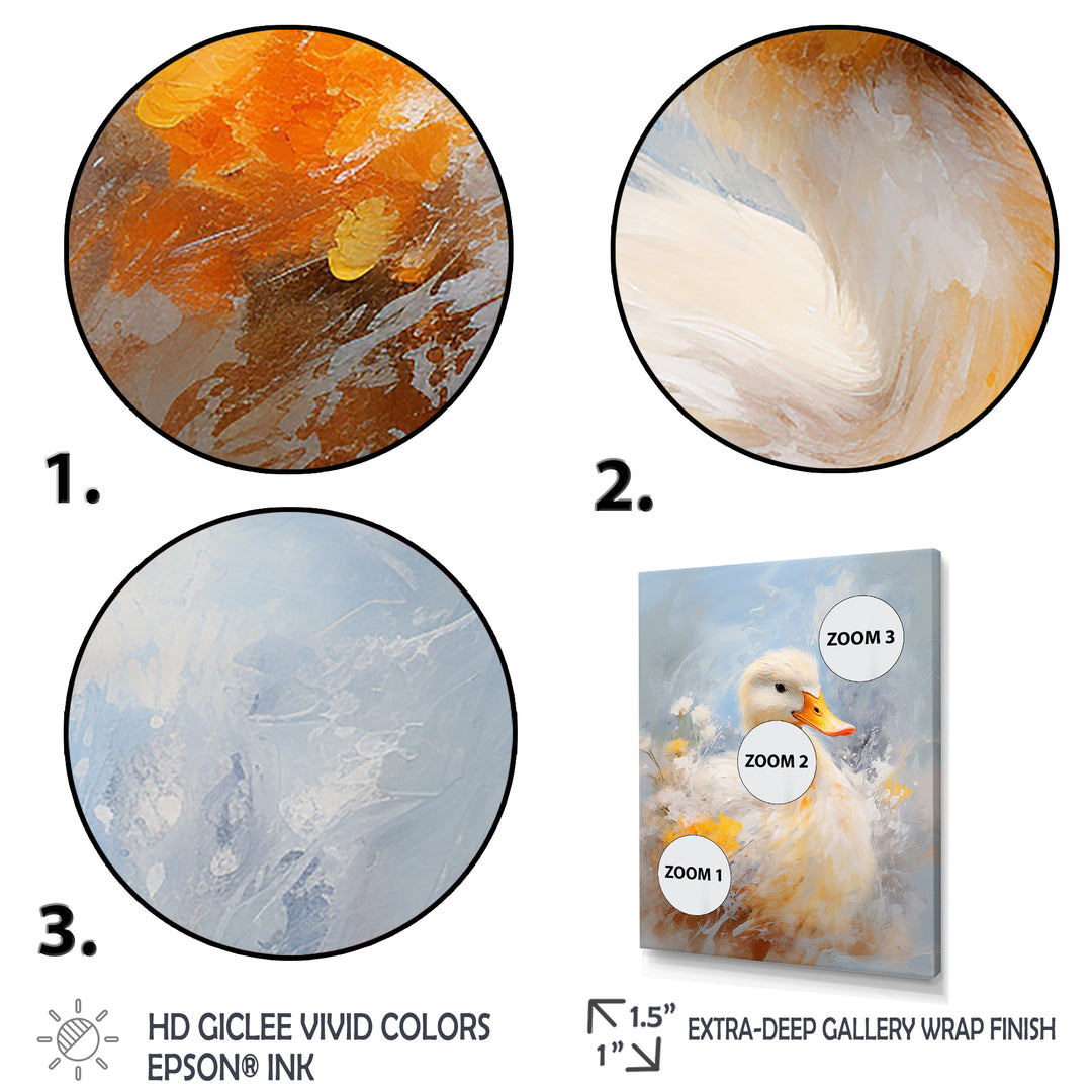 White and yellow Duck Feathered Elegance - White Duck Wall Art