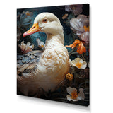 White duck Feathered floral Elegance - Duck Large Canvas Wall Art
