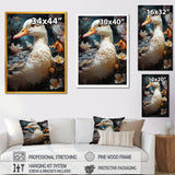 White duck Feathered floral Elegance - Duck Large Canvas Wall Art